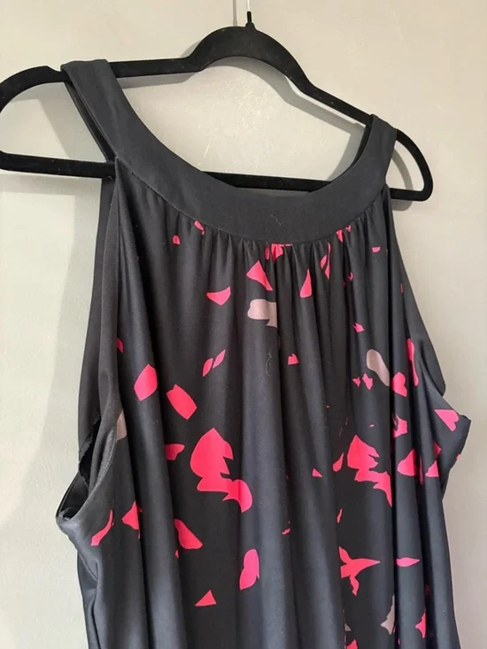 Penningtons Plus Size 3X Black Pink Ombre Dress Sleeveless Stretch Midi - Picture 3 of 8